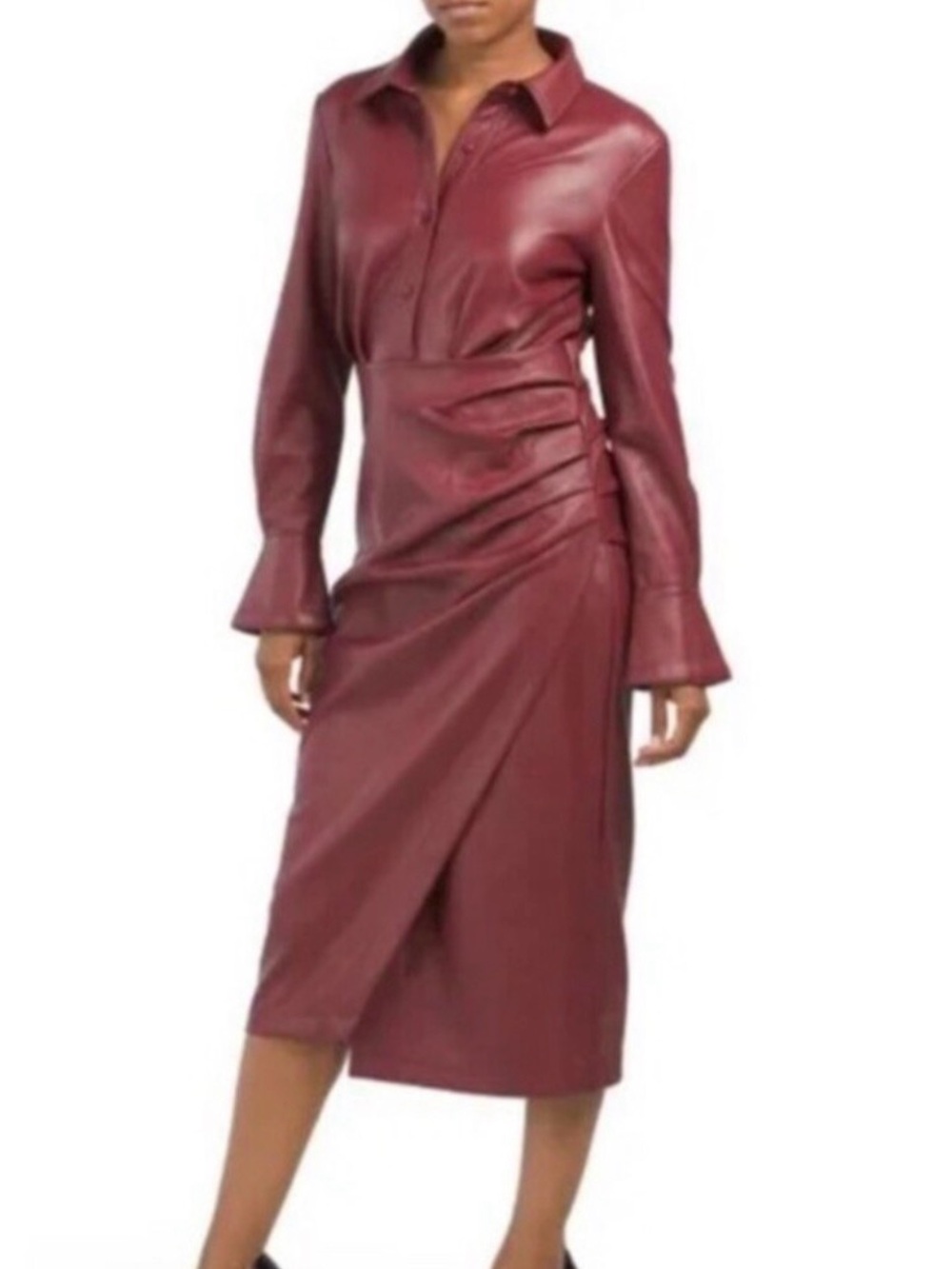 7 For All Mankind Women’s Long Sleeve Wrap Currant Dress Red Size S